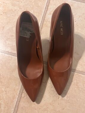 Nine West Chestnut Patent Pointed-Toe Pumps